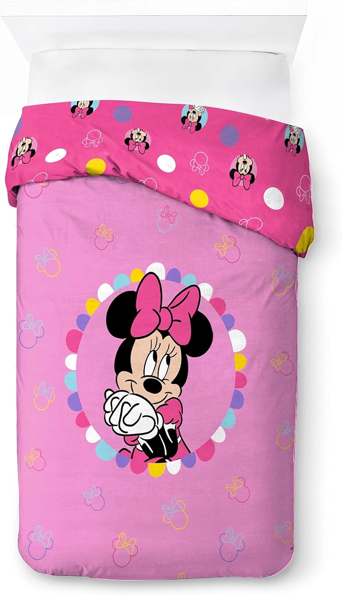 Jay Franco Duvet Cover Set – 2 Piece Comforter Cover and Sham Set, Super Soft Cozy Kids Bedding (Insert Not Included) Pink- Minnie Mouse, Twin
