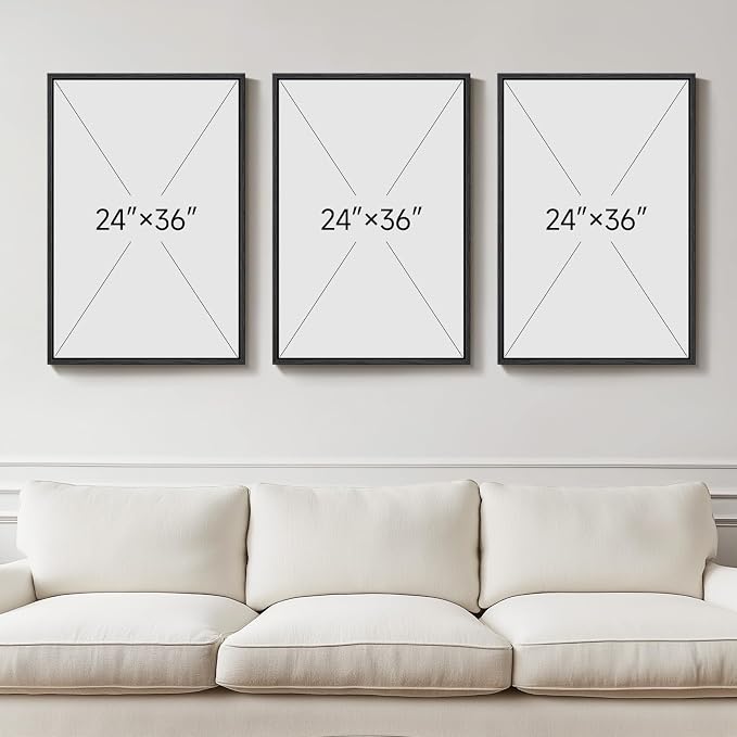Large Framed Abstract Blue and Gold Wall Art for Living Room, 3 Piece Modern Canvas Artwork for Walls, Contemporary Pictures Prints Paintings for Bedroom Hallway Wall Decor, 24x36 Inch