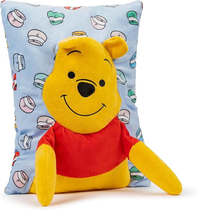 Jay Franco Disney Winnie The Pooh 3D Snuggle Pillow - Super Soft Yellow Plush Pillow - Measures 15 Inches
