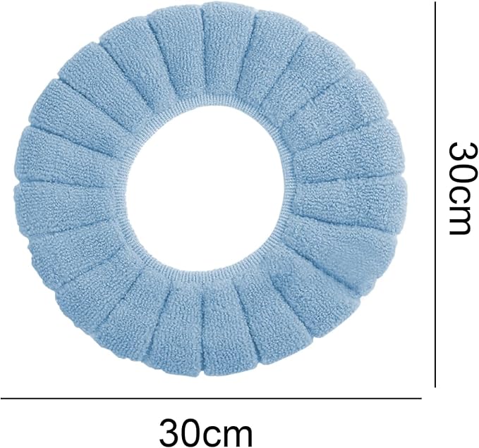 5 Pack Soft Washable Toilet Seat Covers, Thicker & Warmer Stretchable Cloth Pads for Bathroom, Cozy Pink Toilet Accessories Blue