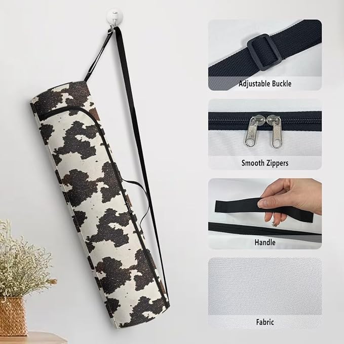 Yoga Mat Bag with Adjustable Shoulder Strap and Handle Zipper, 30in Wide x 6.3in Diameter for Yoga Mat Storage