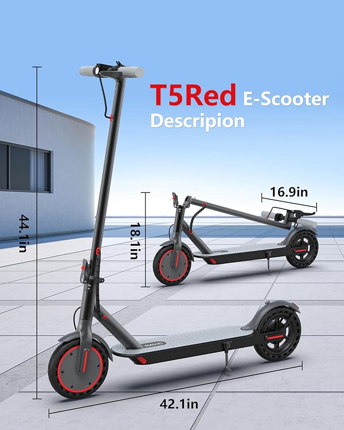 NAVIC Electric Scooter with Dual Suspension/Braking, 350W/500W Motor, 19/22 Mph,Max 22/25/27/49Miles Range, Foldable E Scooter for Adults with App