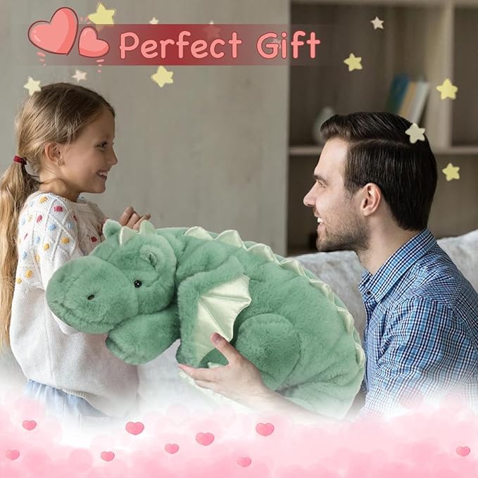 ARELUX Giant 52in 3Lb Big Green Dragon Large Stuffed Animals Cute Plush Toy Fuzzy Jumbo Dinosaur Pillow Plushies with Wings Cuddly Soft Green Pterosaur Plushie for Friends Family Member