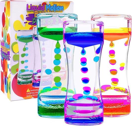 YUE MOTION Liquid Motion Bubbler Visual Sensory Toys, Liquid Timer– New Big Calming Sensory Bubbler Toy- Colorful Liquid Hourhlass for Stocking Stuffers, Novelty Gifts