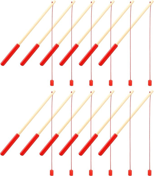 12 Pcs Magnet Fishing Rod Wooden Magnetic Fishing Poles Funny Fishing Pole Toys for Kindergarten Preschool Girl Boy Pool Activity Accessory