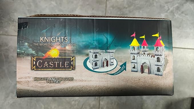 Mostop Medieval Castle Knight Toy Solider Army Figures Toy, DIY Assembled Castle Model Knight Game Soldier Building Kit with Castle,Cavalry and Arrow Tower Simulated Siege War of Attack