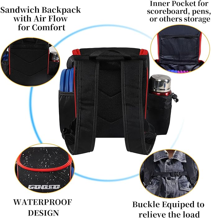 GOOSO Disc Golf Set with Bag - 12 PCS Flying Disc Golf Discs for Beginner with Putter, Midrange, Driver | Portable Disc Golf Backpack Holds 28+ Discs Free Stand Bag Design for Convenient Use