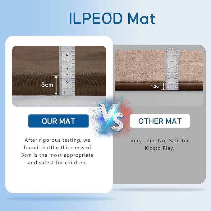 Baby Play Mat for Floor Nursery Rug Muscle Mat Area Rug Playroom Rug 59"x59" Playpen Mat Elastic Foam 1.3" Thick Crawling Mat for Babies,Toddlers, Infants, Kids,Chestnut