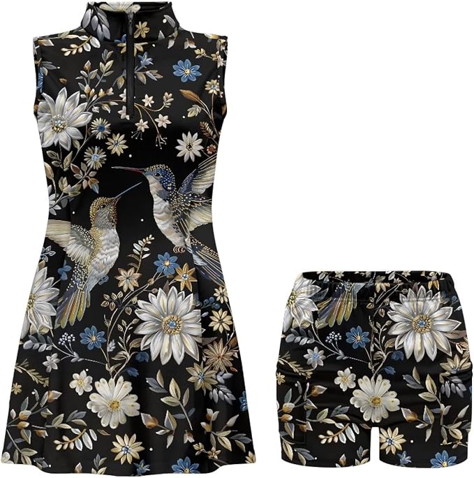 Golf Dress Tennis Dresses for Women with Built in Shorts and Pockets Sleeveless Athletic Dress Workout Dress