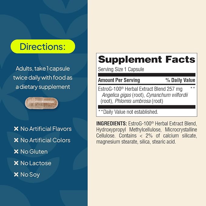 Nature's Wonder Not Today Hormones Perimenopause and Menopause Support Supplement for Women with Estro-G100, Supports Hot Flashes and Night Sweats 60 Vegetarian Capsules, 30 Day Supply