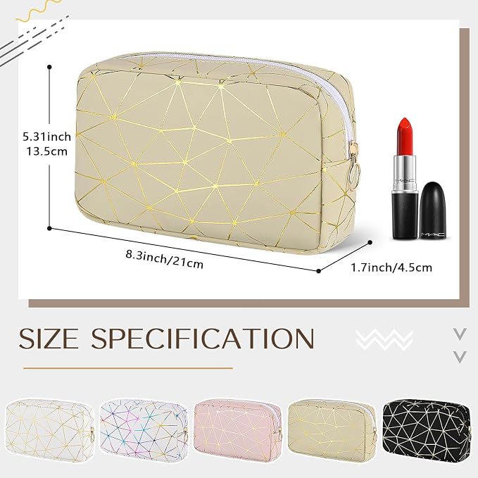 Likesing Period Bag for Girls Womens, Leather Sanitary Napkin Storage Bag, Portable Menstrual Pad Bag Period Pads Pouch (Beige Gold)