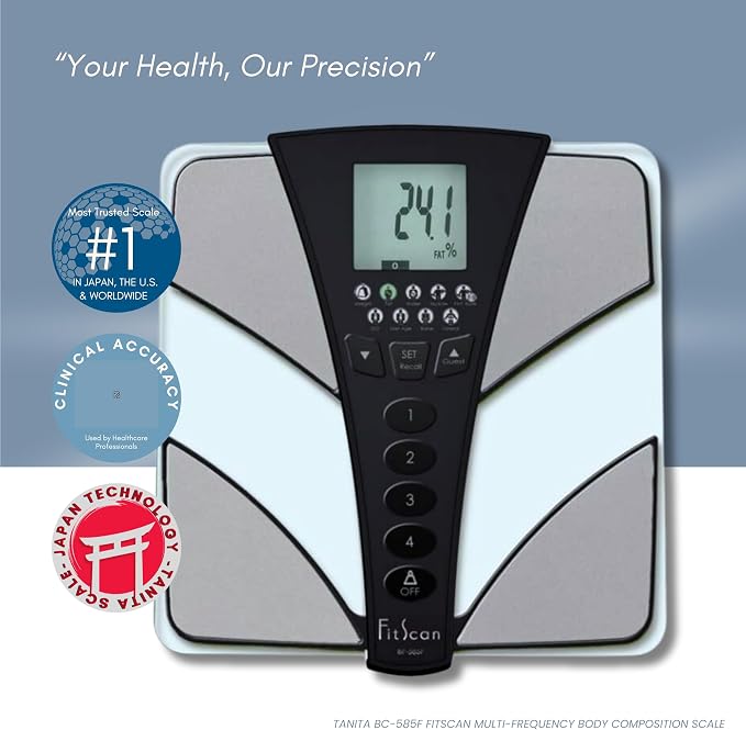 FitScan BC-585F - Japan Technology Multi-Frequency Body Composition Monitor - Smart Digital InBody Scale with Fat, Muscle Mass, BMI, Caloric Intake, Metabolism, and Visceral Fat Tracker