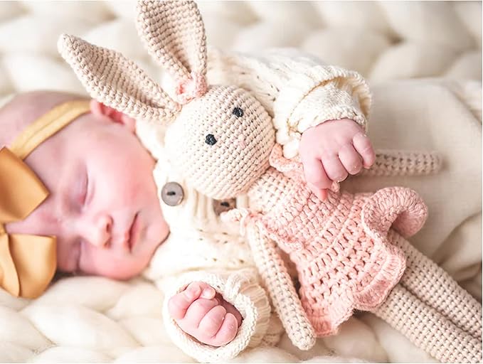 Binnies 11" Ballerina Doll - Stuffed Soft Bunny for Kids – Handmade Crochet Rabbit Toy – Long-Lasting Toddler Comfort Toy – Thoughtful Gift for Girls & Bunny Lovers