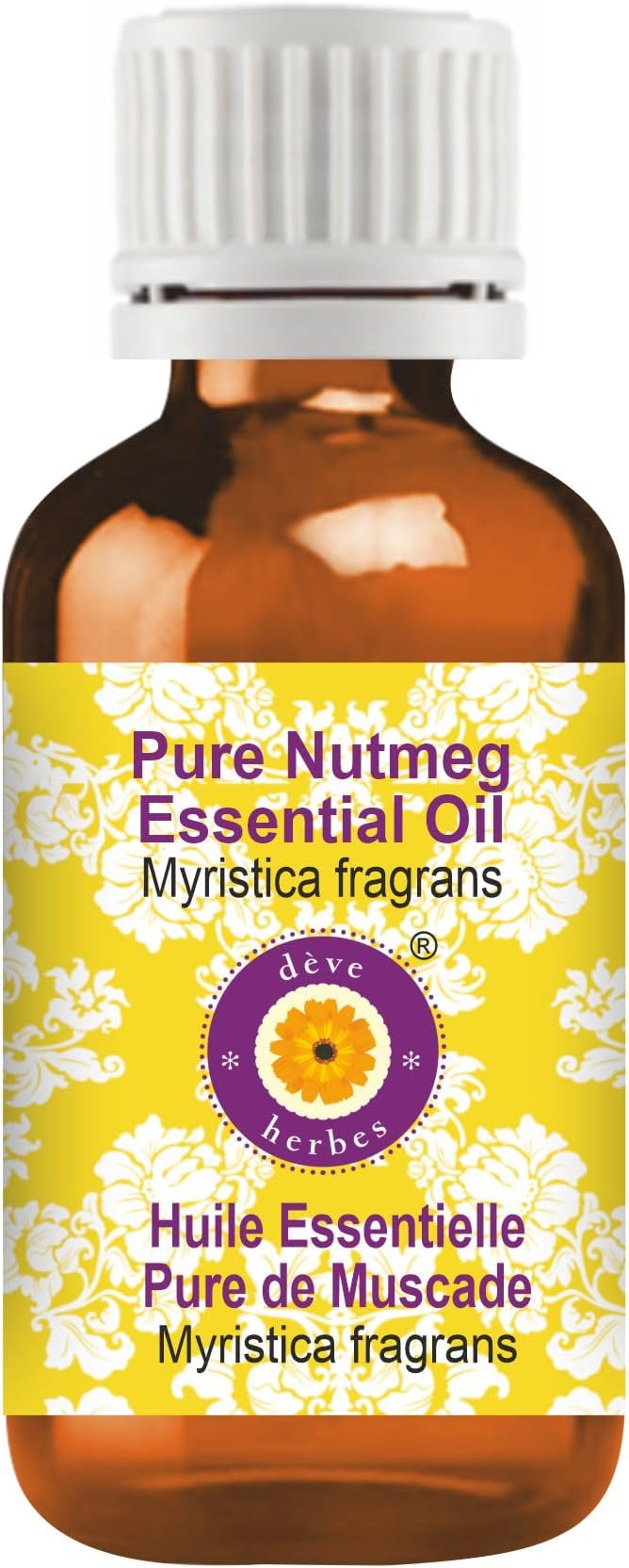 Deve Herbes Pure Nutmeg Essential Oil (Myristica fragrans) Steam Distilled 50ml (1.69 oz)