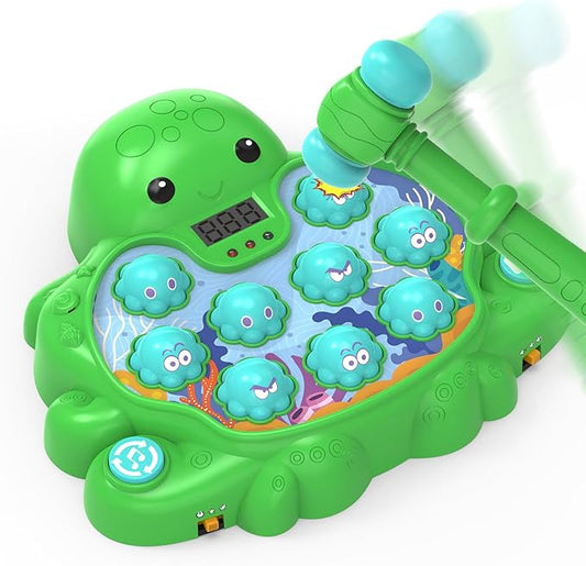 Octopus Vitality Strike Game, Educational Musical Whack-A-Mole Toy with 2 Game Modes, Digital Score Display, Ages 2+ (Green)