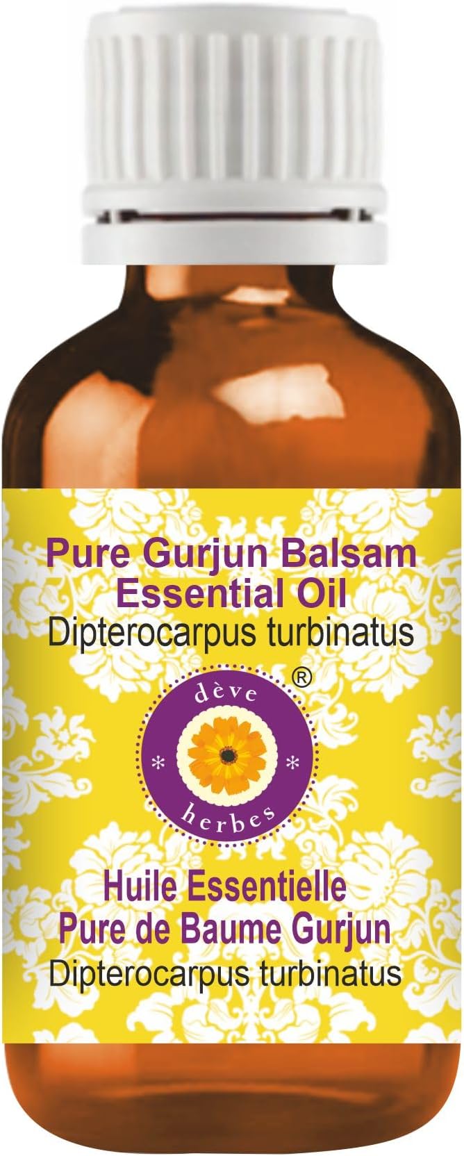 Deve Herbes Pure Gurjun Balsam Essential Oil (Dipterocarpus turbinatus) Steam Distilled 5ml (0.16 oz)