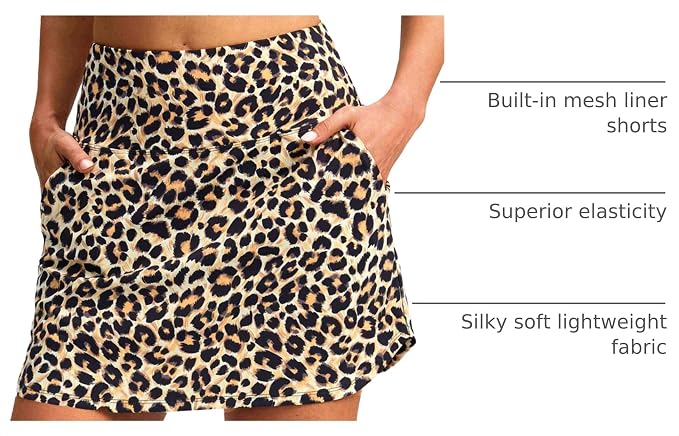 16'' Skorts for Women with 4 Pockets Athletic Tennis Golf Skirt | Built-in Shorts, High Waisted, Stretchy, A Line, Casual, Pickleball, Skort
