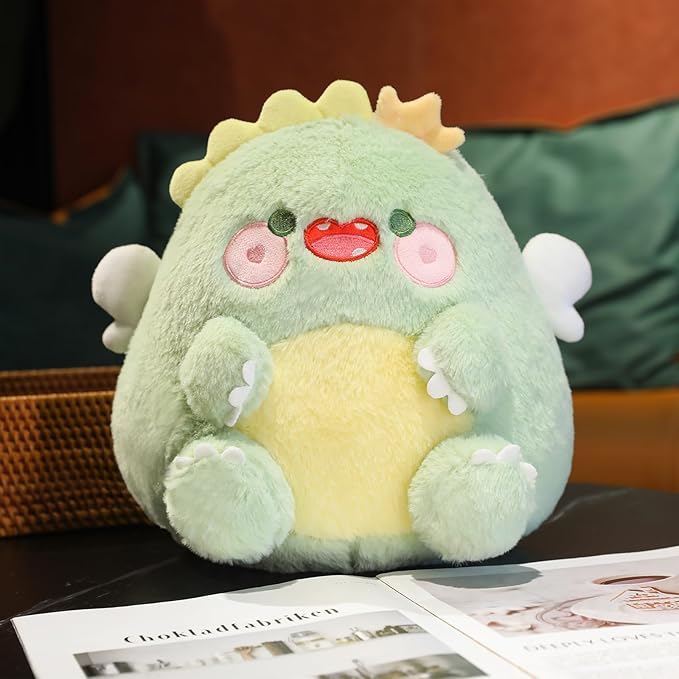 MUPI Cute Dragon Plush Toy Kawaii Stuffed Animals Soft Dinosaur Plush Pillows for Girls Boys Kids Adults, Green (11 Inch)