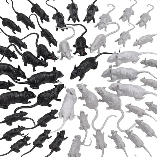 46 Pcs Plastic Fake Rat Plastic Mouse Toys Decorations Realistic Pranks Rats Simulated Small Mouse Mice Toys for April Fools Day Halloween Prank Party Supplies