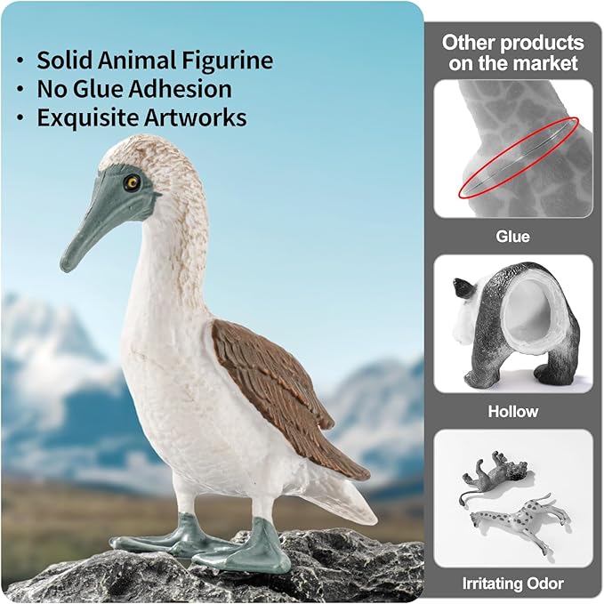 8PCS Large Galapagos Island Animal Figurines Set, Realistic Giant Tortoise Sea Animal Toys Includes Shark, Hawk, Crab, Sea Lion, Blue-Footed Booby, Educational Toys for Toddlers Kids