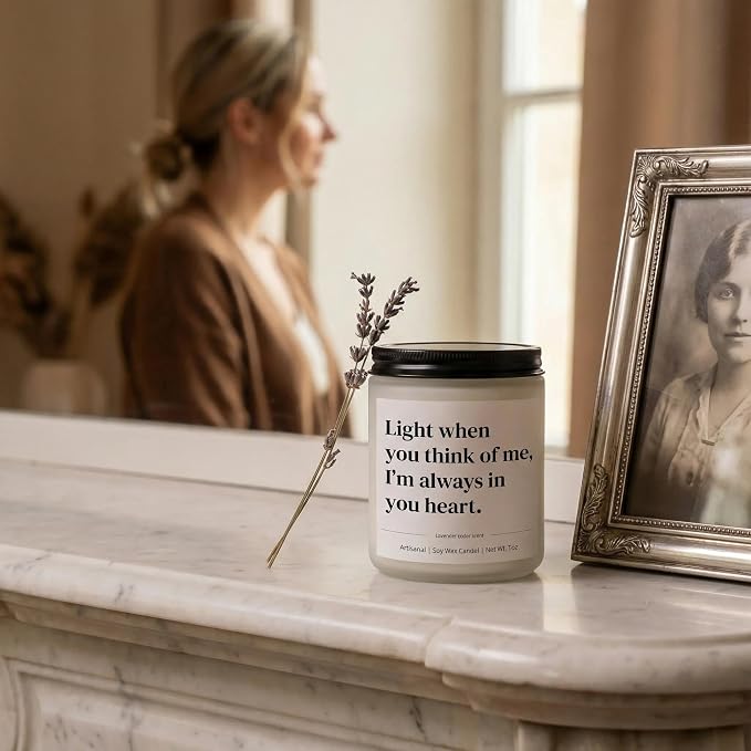 Sympathy Gifts for Loss of Loved One, Memorial Gifts for Mom Dad Grandpa Grandma -7oz Lavender Scented Soy Wax Candle, Bereavement, Grief, Think of You, Miscarriage, Get Well Candle for Women Men