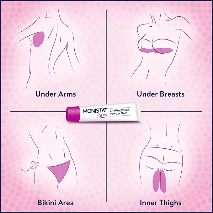 Monistat Chafing Relief Powder Gel, Long-Lasting Anti-Chafing Protection for Bikini Area, Thighs and Bra Lines, 1.5 Oz, Pack of 24