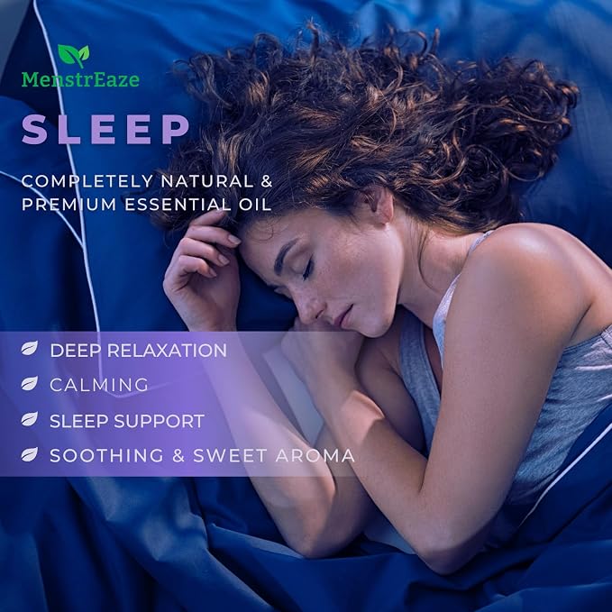 Natural Sleep Essential Oil Roll On, 100% Natural Deep Relaxation Blend with Lavender, Chamomile, Sweet Orange Aromatherapy Oils, 10ml