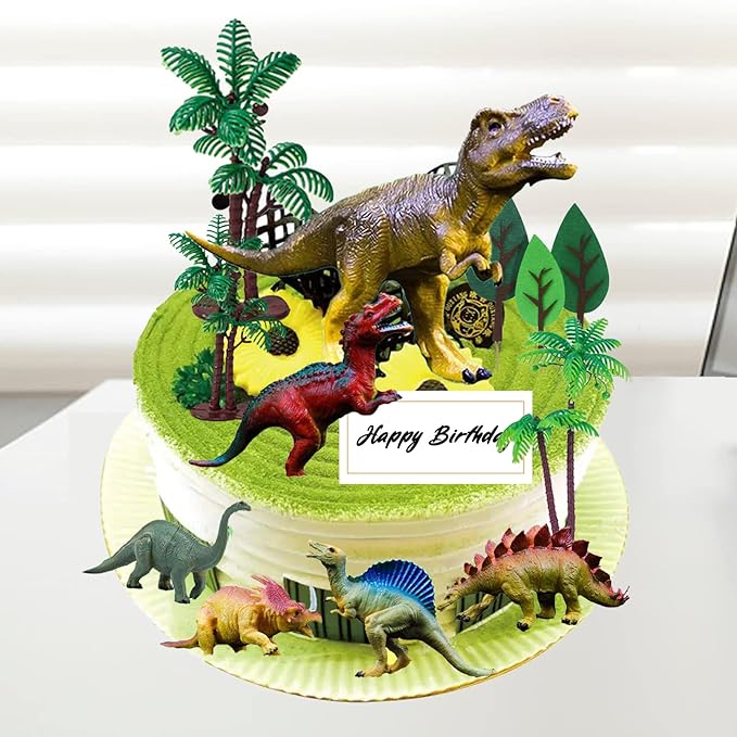 OuMuaMua Dinosaur Toys, Plastic Dinosaur Figure Set, Ideal Education Toys for Kids and Toddler, Including T-Rex, Stegosaurus, Monoclonius, 6 to 7 Inch Large Size, 6 Pack
