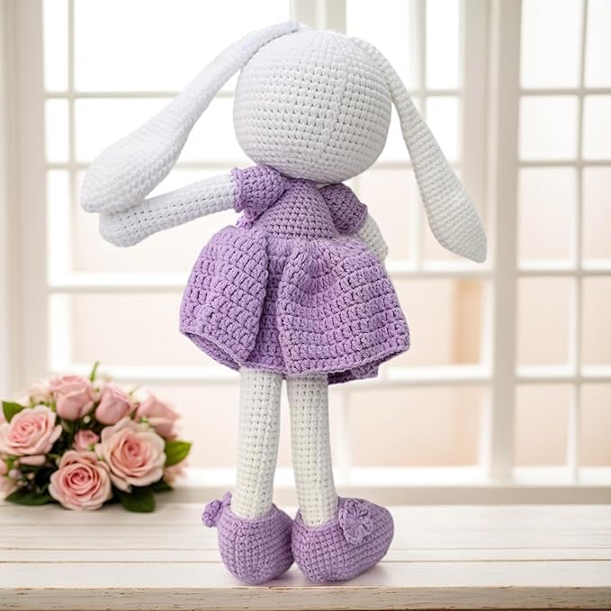 Bunny Rabbit Stuffed Animal, Baby Doll with Rattle, Lop Eared Rabbit Stuffed Doll for Toddlers Girl, Plushie Doll Kids Toys for Ages 1 Up(10.6 inches).