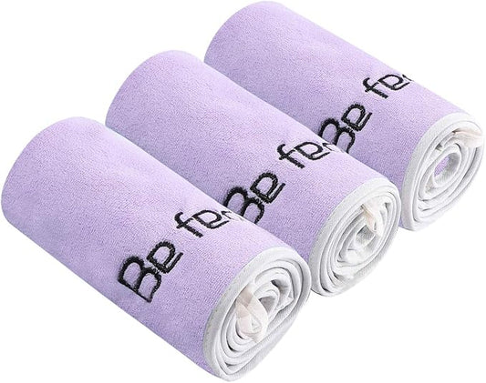BOBOR 3-Pack 14 x 29 Inch Gym Towels for Women Sweat, Workout Sweat Towel for Men Gym, Super Absorbent, Fast Drying Fitness Exercise Towels for Sweat, Soft Microfiber (Purple 3 Pack, 14" x 29")