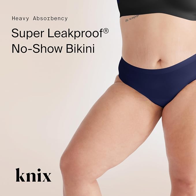 KNIX Super Leakproof No-Show Bikini Period Underwear – Heavy Flow, Reusable Absorbent Menstrual & Incontinence Panties