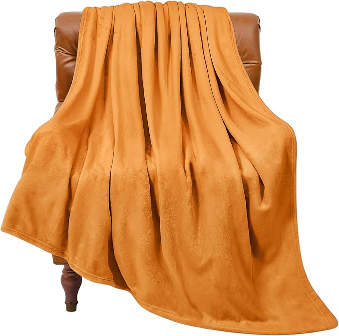 BEDELITE Fleece Blanket Soft Fall Twin Size Blanket Burnt Orange 60"x80" | Ultra Soft Fleece, Plush Microfiber, Lightweight Warmth, Fall Decor, Fade Resistant, Machine Washable, Couch Sofa Bed