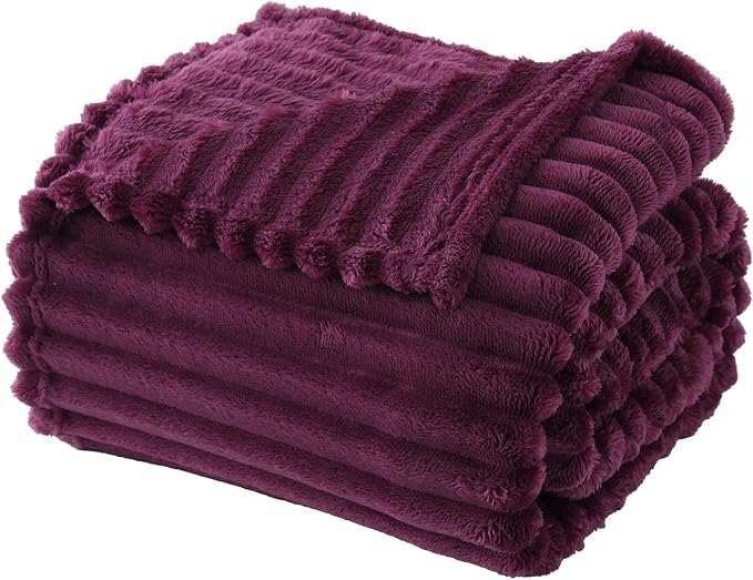 Amaranth Purple Throw Blanket for Couch Sofa 60”x80” Striped Design
