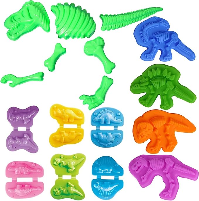 Unleash Creativity with 11 Unique Dinosaur Fossil Molds Dough Toys and 6 Unique Dino Molds Dough Toys Accessories Set Whit 5 Bright Color