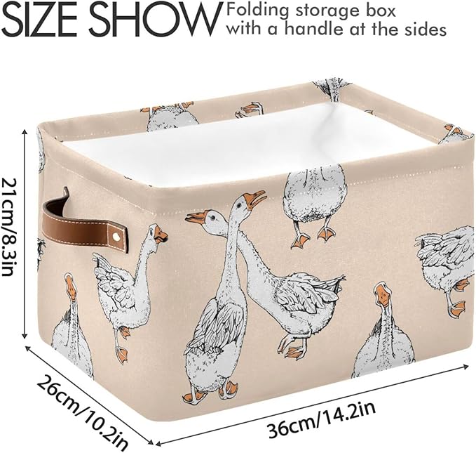 Aslsiy Storage Basket Funny Geese Nursery Bins Apricot Baby Box Canvas Clothes Shelf Basket Laundry Hamper Gift Basket for Home Closet 1 Pcs