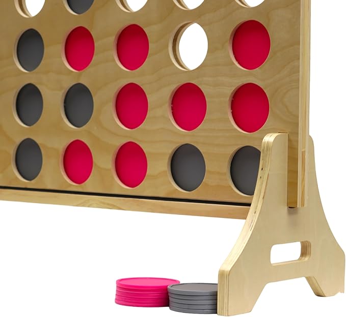 Tailgating Pros Premium Giant Four in a Row with Carrying Case - Jumbo Oversized Outdoor Yard Game - Connect Multiple Pucks in a Row to Win - Many Puck Colors Available!