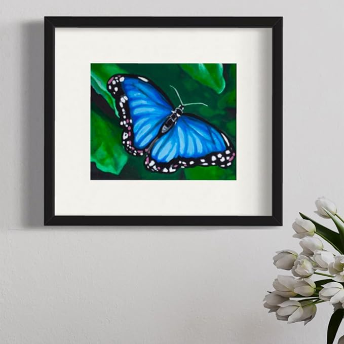 DIY Painting Class Kit for Adults with Video Tutorials: Learn to Paint Blue Butterfly – How to Paint with Acrylics – Ideal Mothers Day Gift – 9 Piece Acrylic Paint Set