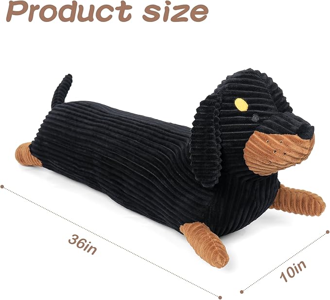 36in Dachshund Dog Stuffed Animal Plush, Long Weiner Dog Body Pillow, Cute Funny Large Dachshund Toys Plushies Decor Ideal Gift for Kids(Black)