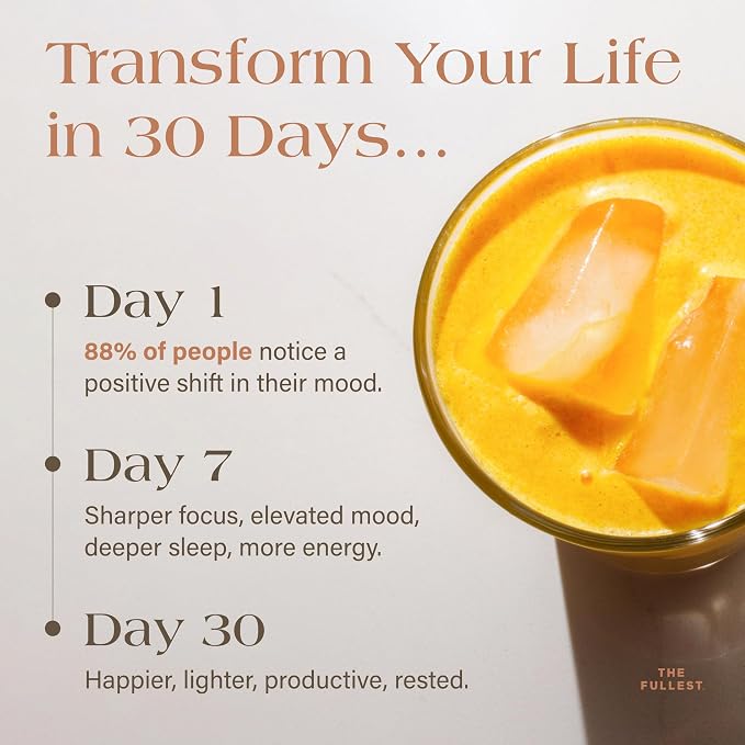 THE FULLEST - Saffron Latte 100 Day Supply - Saffron, Cardamom, and Coconut Based Wellness Powder for Mood and Sleep Support, Sugar-Free, Vegan, and Gluten-Free, 100 Servings