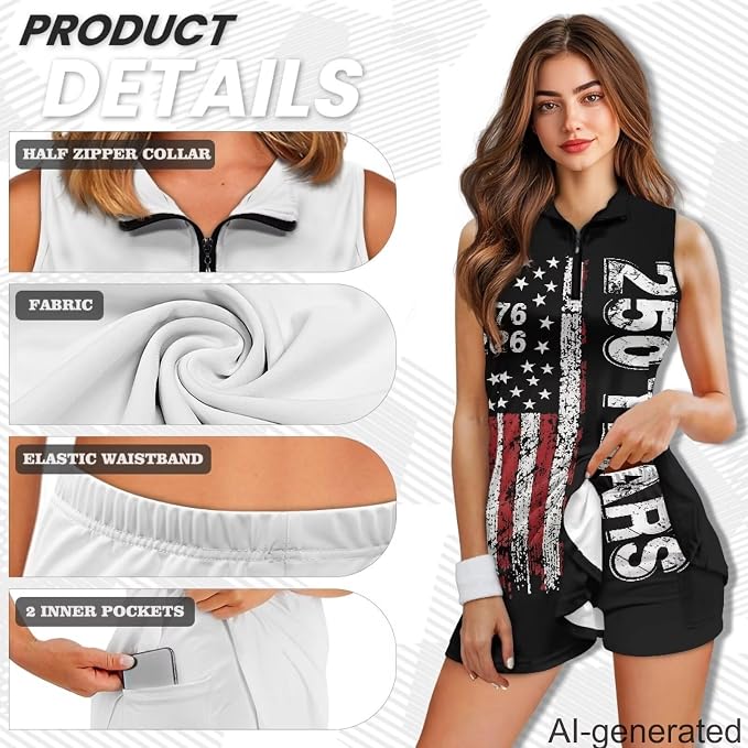 Golf Dress Tennis Dresses for Women with Built in Shorts and Pockets Sleeveless Athletic Dress Workout Dress