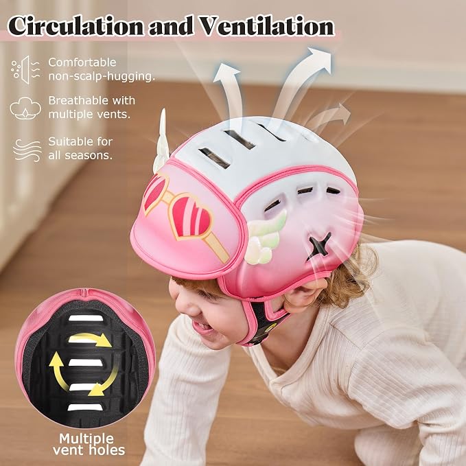 Baby Head Protector Baby Helmet for Crawling and Walking - No Bumps and Soft Safety Peak - Ultra Light and Adjustable Baby Head Protector Suitable for Babies 6-24 Months-Dreamy Angel