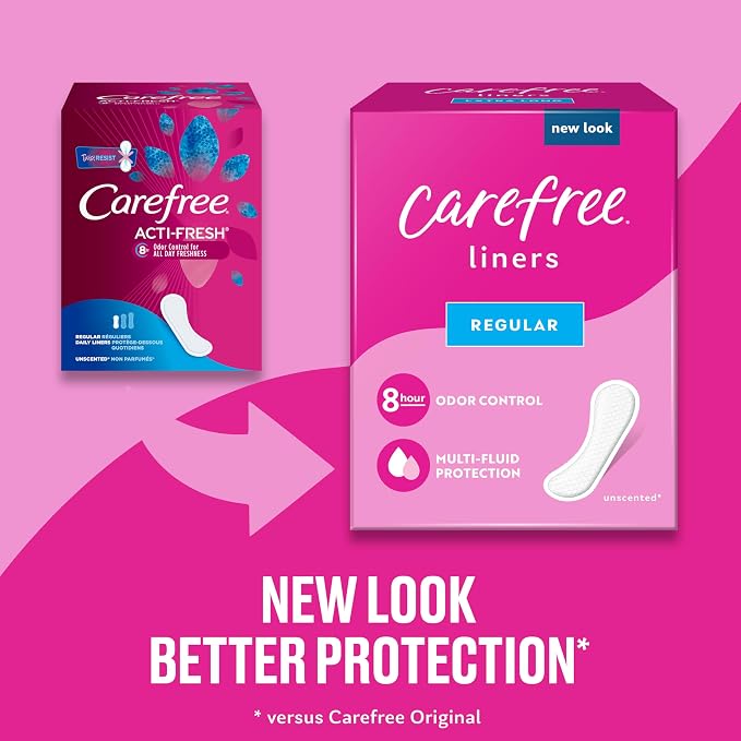 Carefree Panty Liners Extra Long 93ct & Regular Unscented 120ct (Packaging May Vary)