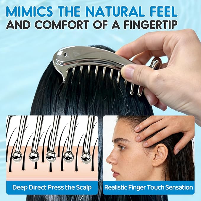 Gua Sha Tool For Face, Metal Gua Sha Comb For Scalp Massage & Scalp Gua Sha | Fixed Massage Points For Deep Scalp Massage & Head Gua Sha. Portable Massage Comb For Women, Relax Anytime At Home & Office