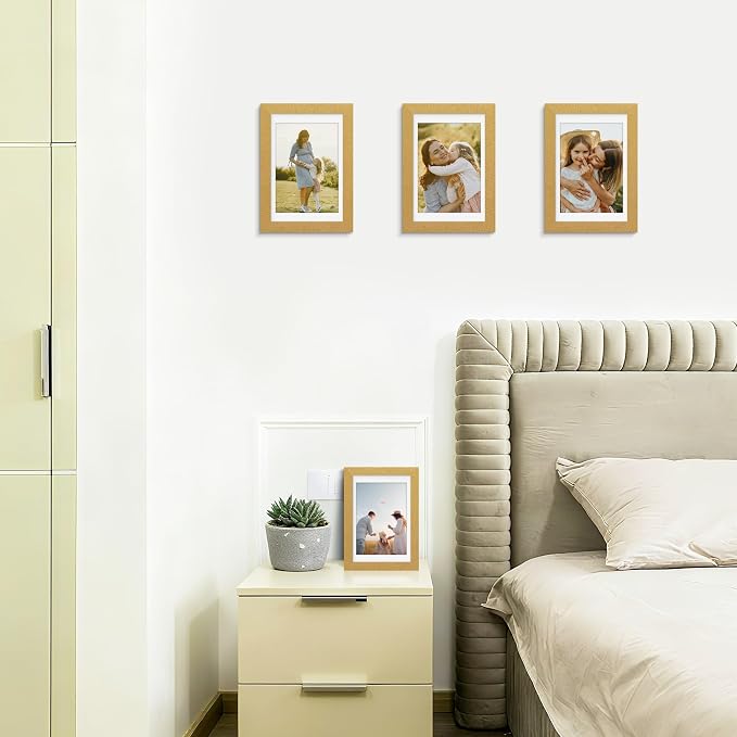 Picrit 4x6 Picture Frame Set of 12, Display 3.5x5 with Mat or 4x6 without Mat, Photo Frames for Wall Mounting or Table Top Display, Gold