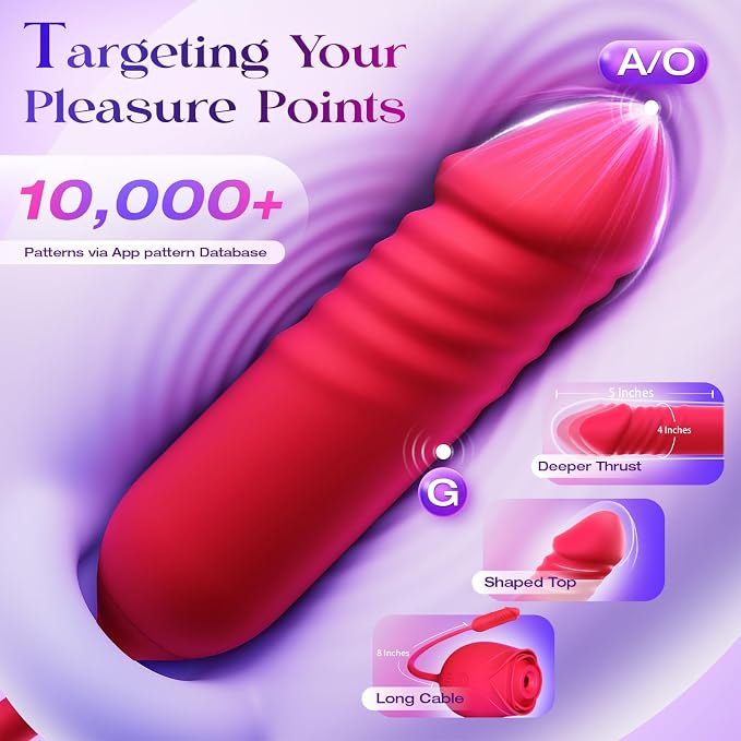 Vibrator Dildo Sex Toys for Women - MOOLIGIRL Rose Sex Toy with Thrusting G Spot Vibrators & 10 Sucking Modes for Clitoral Nipple Stimulation Anal Dildos Adult Sex Toys Games for Couples Sex Machine