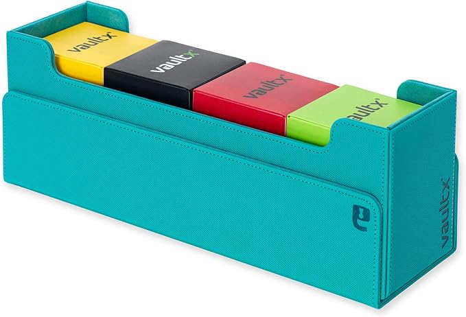 Vault X Card Storage Box, Exo-Tec Material, Detachable Magnetic Lid, with Dividers & Foam Fillers, for Trading Cards (Teal)