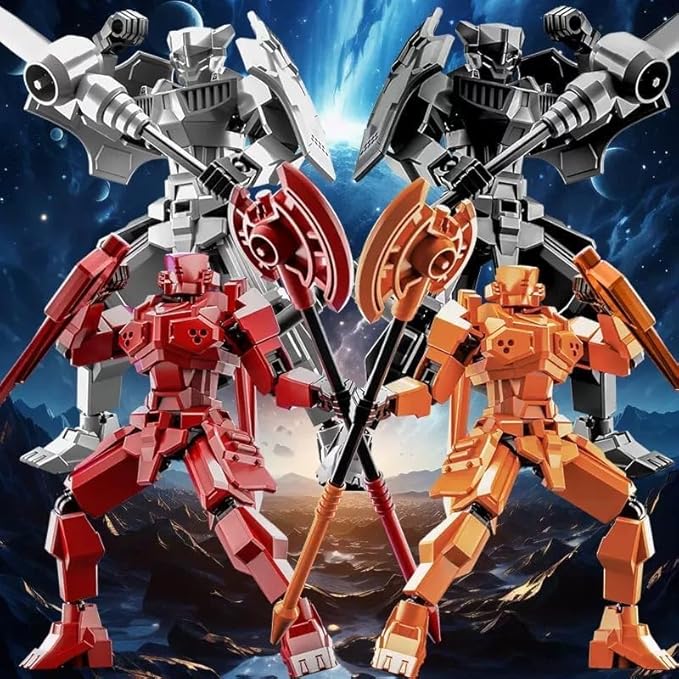 2er Set T13 Action Figure, Assembly Completed Shield Warrior Titan 13 Action Figures, Multi-Jointed Movable Action Figure, Lucky 13 Robot, Desktop Decorations for Game Lovers Toy (Gray+Black)