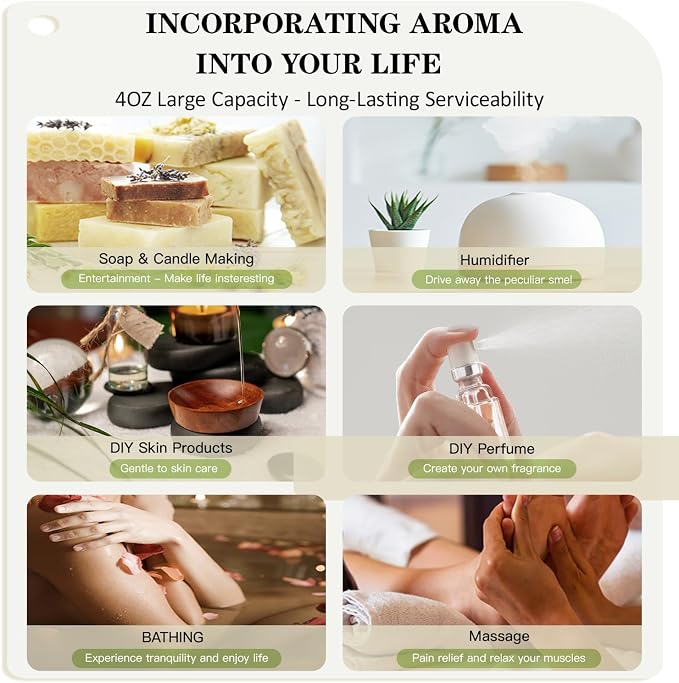 Neroli Oil (4OZ) Natural & Undiluted Neroli Essential Oil Premium Grade Aromatherapy Oil for Diffuser, Skin Care, Massage, Bathing, Soap & Candle/Perfume Making - 118ML