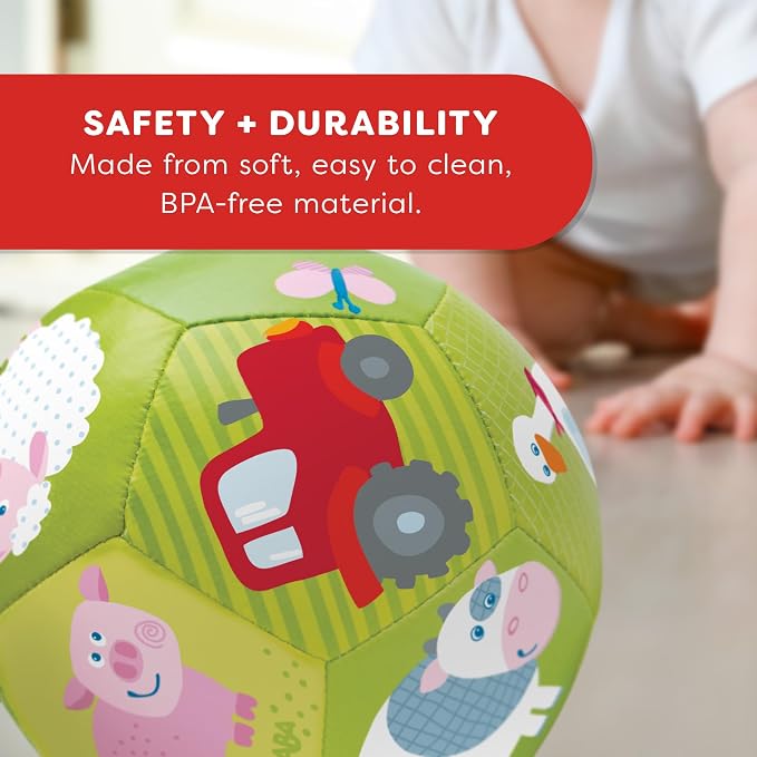 HABA Soft Baby Ball Tummy Time & Sensory Play - 4.5" Infant Play Ball Ideal for Crawling, for Babies 6 Months & Up