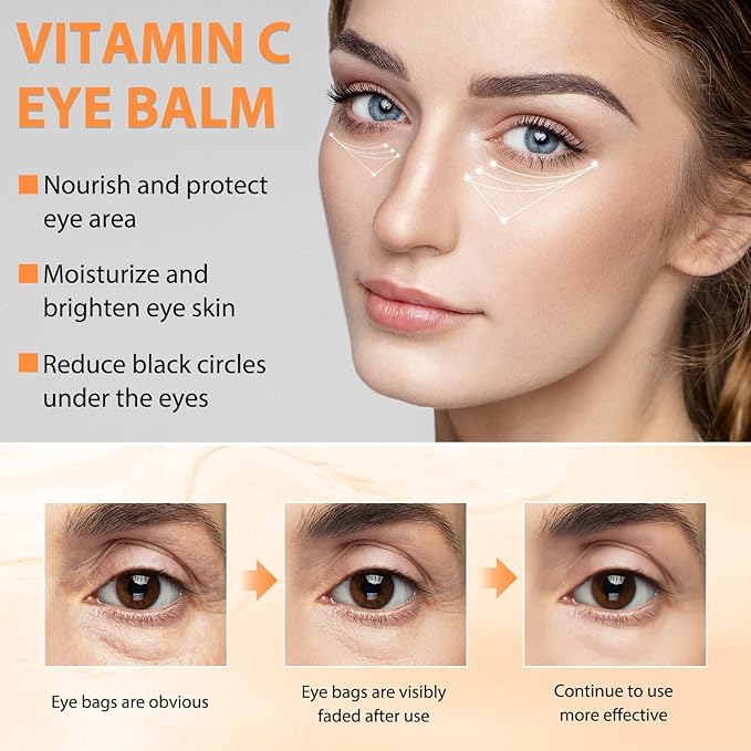 2PCS Revive Glow Vitamin C Eye Balm, Vc Anti-Wrinkle Eye Serum Oil,Reducing Dark Circle,Hydrating Eye Cream,Improve Dark Circles,Reduces Puffiness (2pcs)